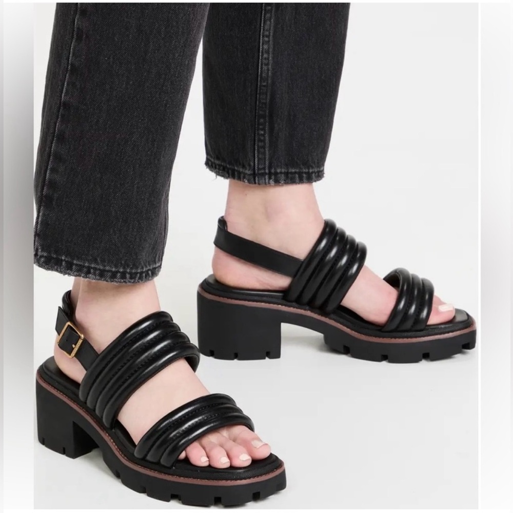Tory Burch Black Lug Sole Sandals Sz 6. Worn a few times.